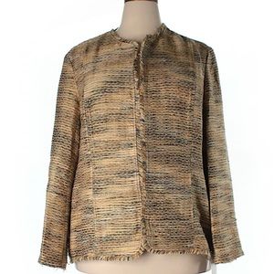 Coldwater Creek Open-front Frayed Edge Linen Jacket